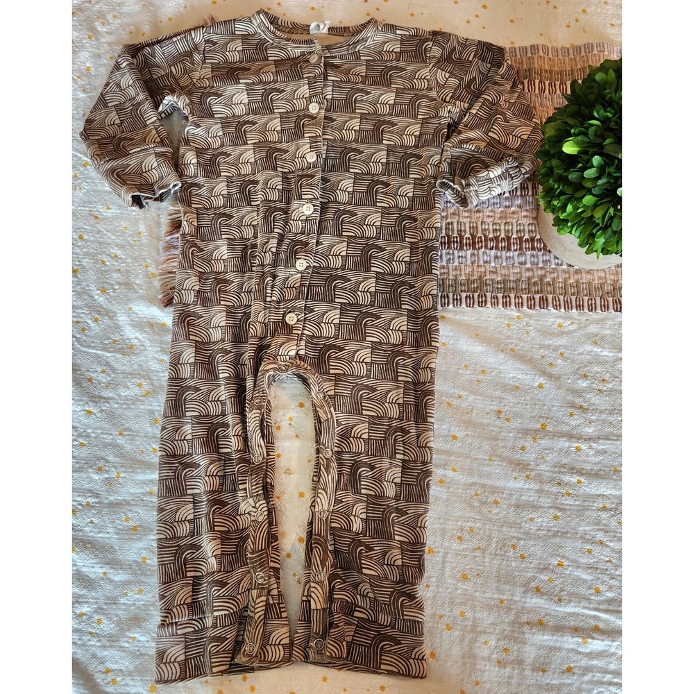 Kate Quinn Button Front Romper Overalls Boho Rainbow, Color‎ Brown, Size 2T